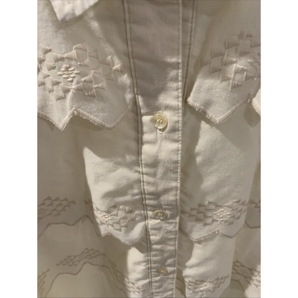 Vtg Roper Western Shirt Women's Med Embroidered Tiered Shoulder Pads Made In US - Picture 8 of 9